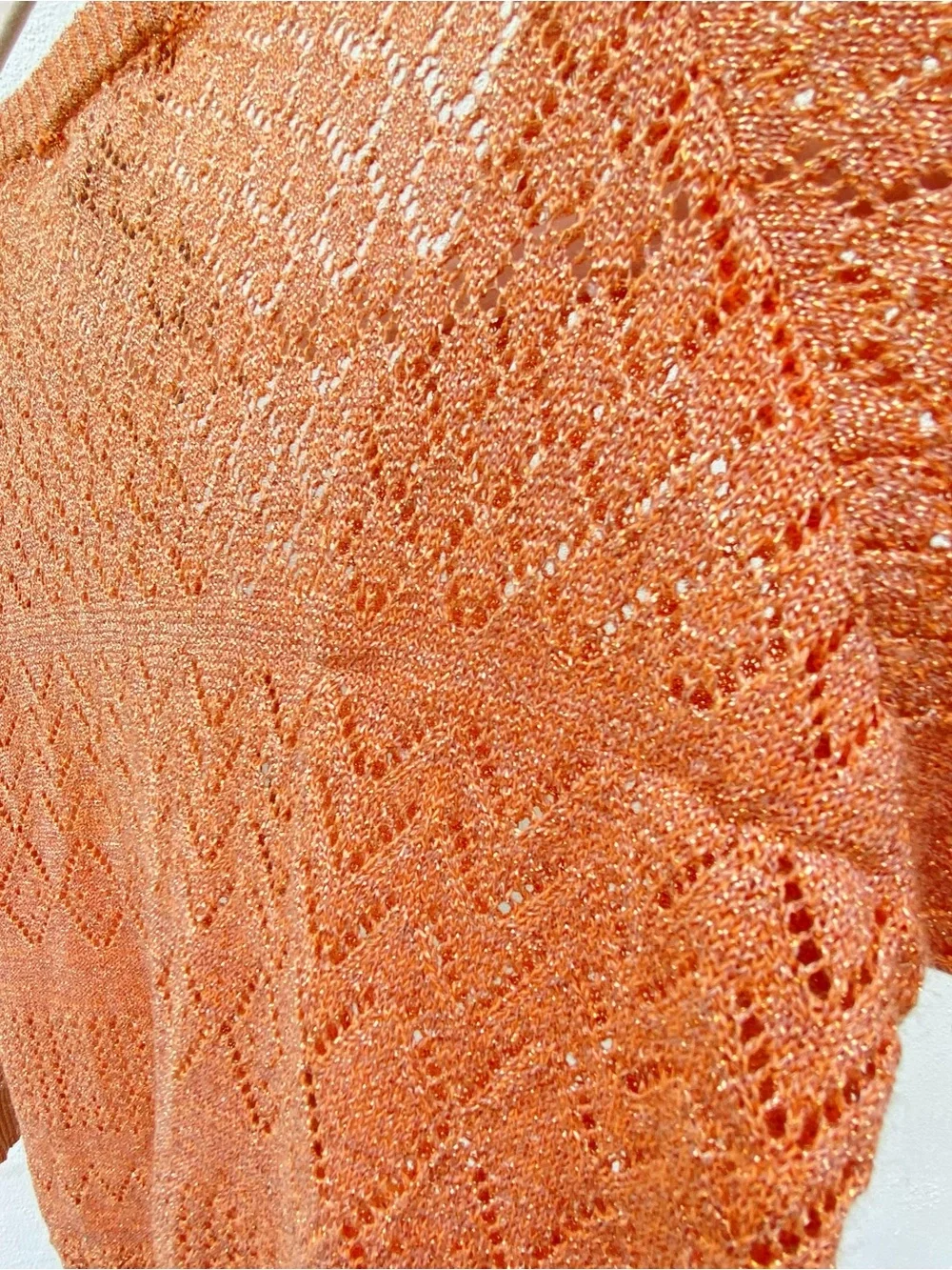 Y2K Rampage Orange & Silver Metallic Cardigan Size Small